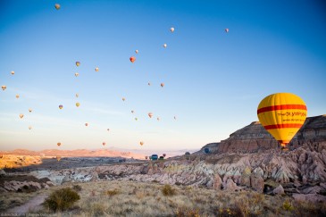 Many balloons over Cappadocia in Turkey