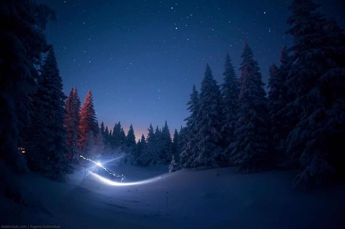 Звездное небо на Южном Урале зимой