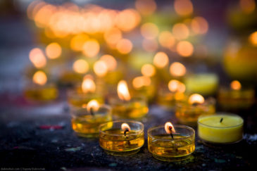 Candles in tibetan monastery