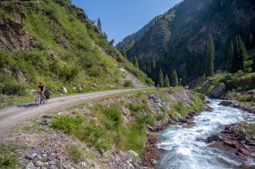 Cycling touring in Tien Shan Mountains