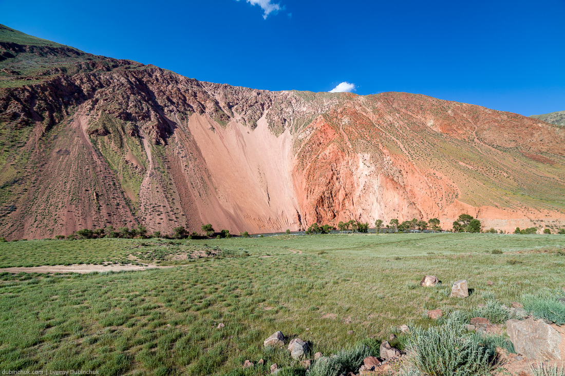 Colorful red mountains of Tien Shan