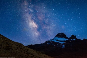 Stars in Himalaya mountains. Zanskar, India