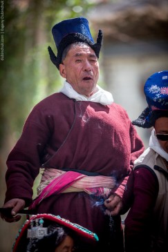 Buddhist at religious feast. Ladakh, Indian Himalayas