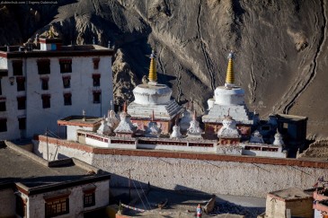 Buddhist stupas at Lamayuru Gompa monastery